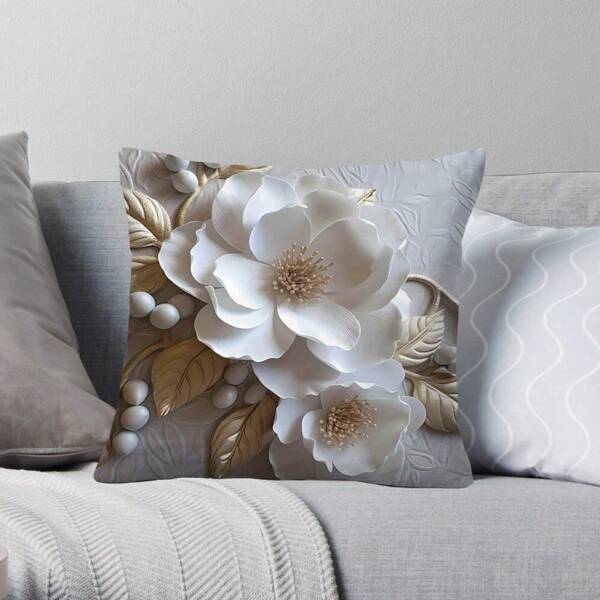 1pc 3D Floral Pattern Digital Printed Pillowcase For Sofa, Chair, Living Room, Kitchen, Bedroom Decor