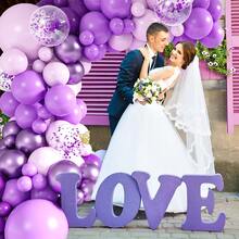 紫色氣球花環套裝，1套不同尺寸紫色氣球、金屬紫色氣球、紫色金屬碎屑氣球花環，適用於紫色主題派對裝飾、生日、婚禮 - 彩色 - 查看 4