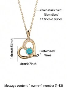 Collar grabado y personalizado con piedra en forma de corazón para cumpleaños con diseño de regalo para el Día del Padre, Día de la Madre, Día de San Valentín y aniversarios de cumpleaños, graduación, Navidad y como regalo de alta gama para amigos, compañeros de clase y familiares