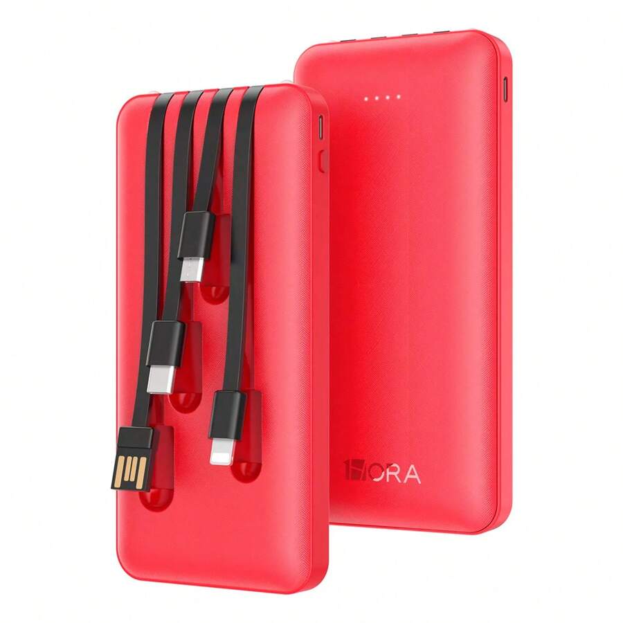 Power Bank 1hora 10000mah Carga Rápida Bateria Portátil Con 4 Cables Micro Usb / V8 Ip Tipo C Gar 148 - Multicolor - Ver 1