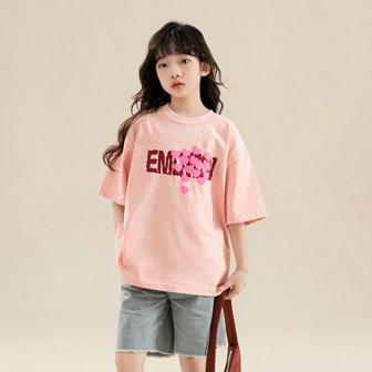 2025 Girls Short Sleeve T-Shirt 2025 New Summer Korean Style Children Tween Girl Casual Top
