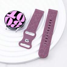 1pc 18mm 20mm 22mm Rose Engrave Band Compatible With Samsung Galaxy Watch 654 40mm 44mm Gear S3 Silicone Cute Strap Classic 43mm 45mm Active 2