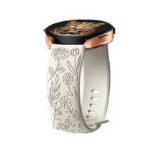 1pc 18mm 20mm 22mm Rose Engrave Band Compatible With Samsung Galaxy Watch 654 40mm 44mm Gear S3 Silicone Cute Strap Classic 43mm 45mm Active 2