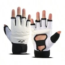1 đôi Găng tay tập luyện MMA & Quyền anh chuyên nghiệp Unisex, Găng tay thể hình Taekwondo nửa ngón, Bảo vệ lòng bàn tay dày, thoáng khí, để đấm bao cát & đấm bốc - trắng - Xem 10