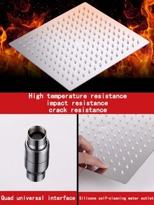 YAOPENG 1pc Top Spray Shower Head, Plating Square 8-Inch Boosted Rain Showerhead, Stainless Steel Fixed Bathroom Showerhead Replacement, High Pressure 8''/10'' Rainfall Shower For An Invigorating Showering Experience - Silver - View 3