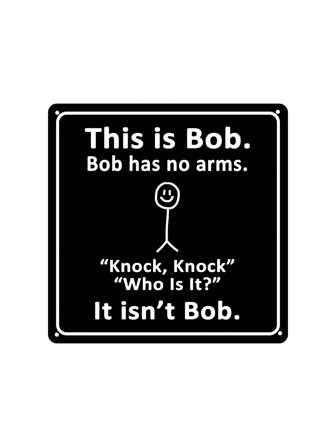 1pc, "No Arm Bob" Funny Metal Tin Sign (7.87"X7.87"/20x20cm) , Novelty Vintage Plaque Decor, Home Decor, Room Decor, Wall Decor, Bathroom Decor, Bar Decor, Cafe Decor, Garage Decor, Farmhouse Decor Best Gifts Birthday Graduation