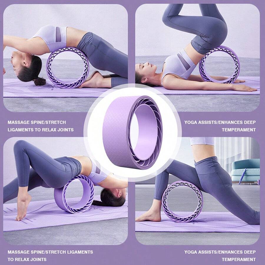 Rueda de yoga para arqueamiento hacia atrás, rodillo estirador de espalda para principiantes, círculo de Pilates de doble capa para ejercicios en casa - Morado Violeta - Ver 1