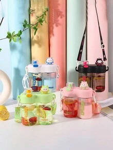 可愛的雙用途高溫塑料杯，多巴胺卡通水瓶，1個