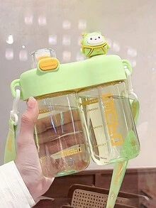 可愛的雙用途高溫塑料杯，多巴胺卡通水瓶，1個