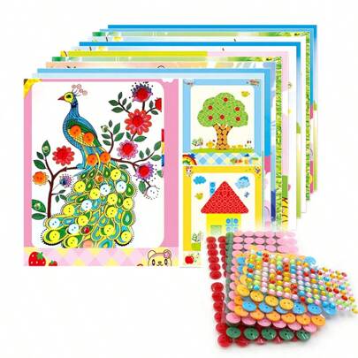 2/5/10/20pcs Random Button Art Craft Kit, DIY Decoration & Educational Craft, Hand-Eye Coordination, Teacher Gift