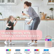 Mini Karaoke Machine For Kids Adults, Portable Bluetooth Karaoke Speaker With 2 Wireless Microphones, Kids Birthday Gifts - 粉色 - 查看 6