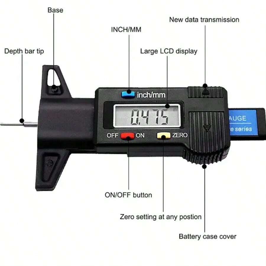 Digital Tire Tread Depth Gauge LCD Car Tyre Tread Depth Gauge 025mm
