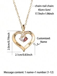 Collar grabado y personalizado con piedra en forma de corazón para cumpleaños con diseño de regalo para el Día del Padre, Día de la Madre, Día de San Valentín y aniversarios de cumpleaños, graduación, Navidad y como regalo de alta gama para amigos, compañeros de clase y familiares