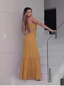 Women Dresses - 芥末黃 - 查看 2