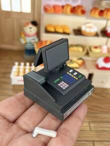 1pc Dollhouse Miniature Supermarket Cash Register: 1/12 Mini Simulation Convenience Store Shopping Scene Decorative Model - Multicolor - View 3