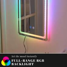 Full-Length Mirror Wall Mounted Mirror For Bedroom, RGB Color Changing LED Lights Mirror Dimmable Brightness