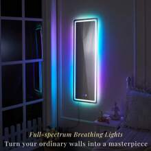 Full-Length Mirror Wall Mounted Mirror For Bedroom, RGB Color Changing LED Lights Mirror Dimmable Brightness