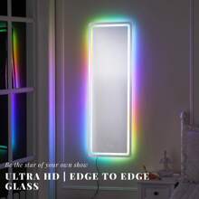 Full-Length Mirror Wall Mounted Mirror For Bedroom, RGB Color Changing LED Lights Mirror Dimmable Brightness