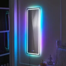 Full-Length Mirror Wall Mounted Mirror For Bedroom, RGB Color Changing LED Lights Mirror Dimmable Brightness