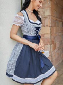 Women's Oktoberfest Dress 3 Pieces German Dirndl Dress Costumes Including Dresses, Aprons, Blouses