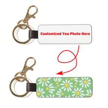 Picture Printed Customized Stainless Steel Keychain With Personalized Diy Pendant, Pu Leather Double-Sided Keychain With Customized Metal Pendant, Engraved Text Keychain For Men And Women, Suitable For Various Holidays Such As Birthday, Christmas, Valentine's Day, Mother's Day, Father's Day, Anniversary Or Any Special Event For Family Members, Friends And Colleagues Couple Keychain