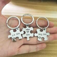 3 件套可爱姐妹三重奏钥匙扣套装不锈钢姐妹会徽章，适合大、中、小姐妹的完美礼物 - 真挚的生日或送给最好的朋友永远的情人节礼物 - 銀色 - 查看 6