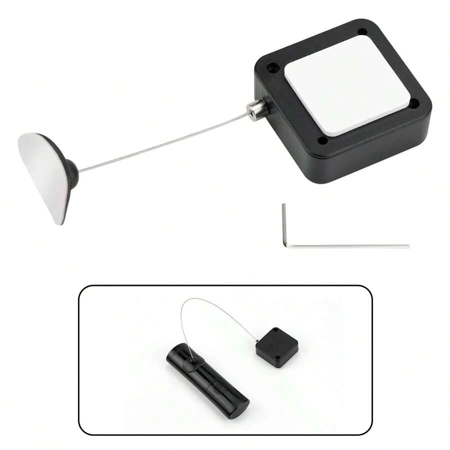 1Pc, 78.7 Inches/200 Cm Retractable Remote Control Cable - Tether Lock With Adjustable Locking Leash Length Clasp, Remote Control Security Lanyard Lock For TV Remote Control, Tablets Showroom, Gaming Controller - Black - 1 Pc - View 1