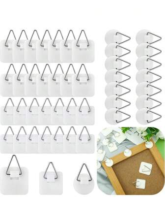 10 Pieces Sticky Photo Frame Foam Board Picture Hooks Nailless Plastic Picture Hooks Home Wall Art Photo Frame Bathroom Closet Kitchen Door, White