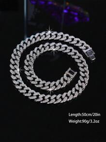 Multiple Specifications, Hip Hop For Women Men Rhinestone Decor Necklace / Bracelet Perfect Jewelry Gift For Party - Silver - View 19