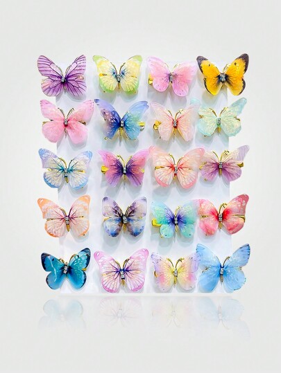 Set de 15 pinzas para el cabello con alas de mariposa degradadas de colores para niñas y bebés, accesorios de pelo lindos de princesa para uso diario