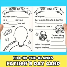 1 pieza Tarjeta del Día del Padre, para completar con información, sobre todo de papá, página de actividades de Craft Boogie