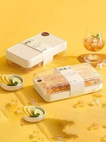 1pc Press Ice Cube Tray, Summer New Large Capacity  Ice Box, Ice Maker Tool For Home Use - White - View 4