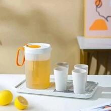 1pc Plastic Refrigerator Cold Water Bottle For Fruit Tea, Household High Temperature Resistant Large Capacity Tea Infuser Cup, Summer - White - View 1