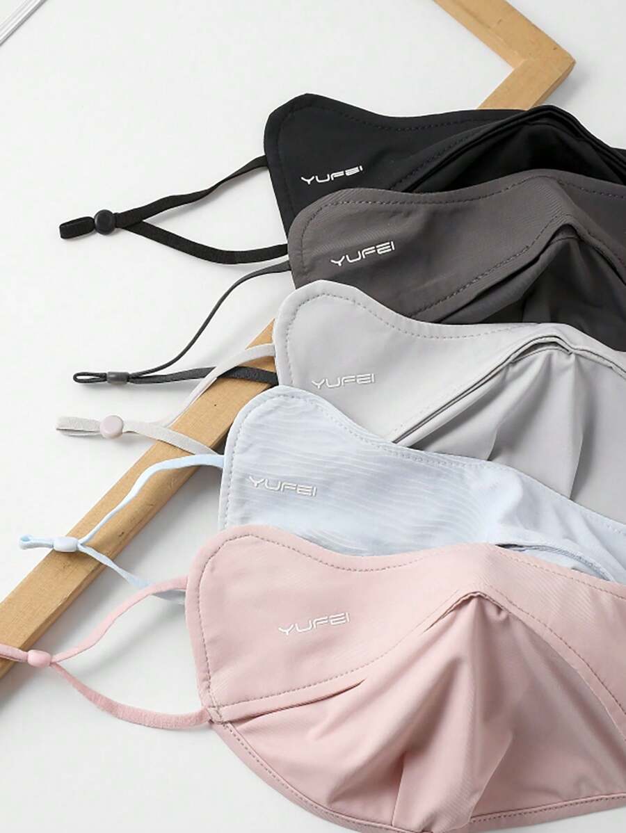 1pc Women's Reusable Solid Color Letter Breathable Sunscreen Face Mask, Adjustable Ear Loops, Suitable For Spring, Summer, Autumn