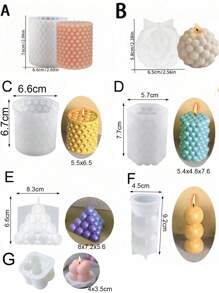 1 件 3D 圆柱蜡烛模具 DIY 硅胶蜡烛模具树脂模具 3D 艺术蜡香味蜡烛制作模具硅胶手工皂模具 - 彩色 - 查看 2