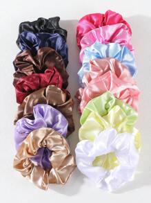 6/15 piezas Scrunchies de satén de colores para niñas, lazos elásticos de tela sedosa, accesorios para el cabello para coleta, uso diario - Multicolor - Ver 3