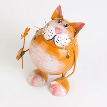 1入裝鄉村風格金屬動物雕像，適用於室外花園裝飾，復活節主題地面安裝動物雕像-貓，狗，公雞，綿羊，青蛙，貓頭鷹-耐用的金屬工藝品，不需要電池 - 彩色 - 查看 1