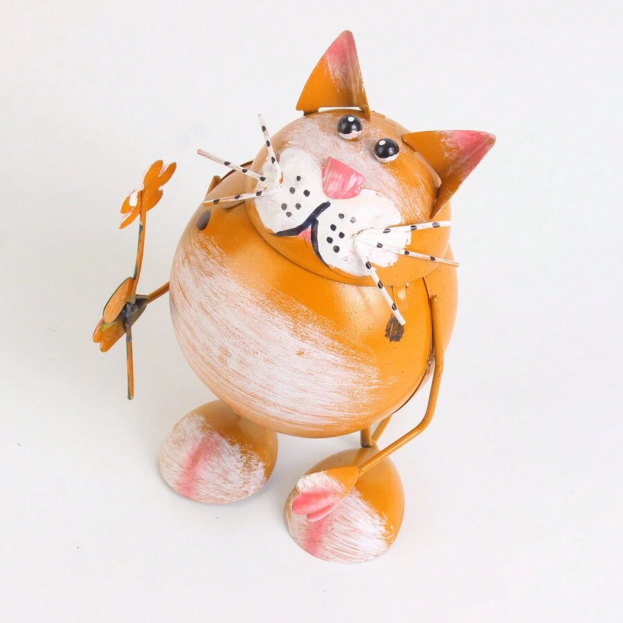 1入裝鄉村風格金屬動物雕像，適用於室外花園裝飾，復活節主題地面安裝動物雕像-貓，狗，公雞，綿羊，青蛙，貓頭鷹-耐用的金屬工藝品，不需要電池 - 彩色 - 查看 1