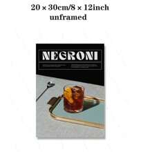 1pc Unframed 1 Piece Martini Art Poster Print Negroni Cocktail Bar Wall Vintage Canvas Decoration Vintage Painting Lining Room Family Friends Cheers Picture Unframed Unframed