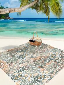 1pc Fresh Leaves Pattern Extra Large Outdoor Picnic Mat Beach Blanket, Waterproof And Moisture-Proof, Portable Mat For Family And Friends Spring/Summer/Autumn Camping And Gathering. Suitable For Picnicking, Traveling, Camping, Hiking - Multicolor - View 3