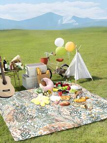 1pc Fresh Leaves Pattern Extra Large Outdoor Picnic Mat Beach Blanket, Waterproof And Moisture-Proof, Portable Mat For Family And Friends Spring/Summer/Autumn Camping And Gathering. Suitable For Picnicking, Traveling, Camping, Hiking - Multicolor - View 8