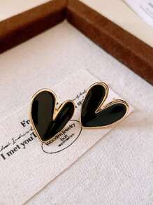 Andkiss 1pair Simple Daily Heart Drop Earrings For Women