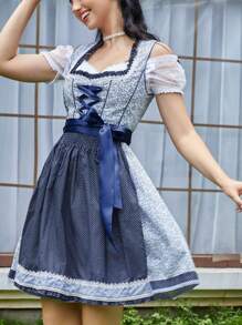 Women's Oktoberfest Dress 3 Pieces German Dirndl Dress Costumes Including Dresses, Aprons, Blouses