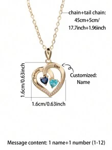 Collar grabado y personalizado con piedra en forma de corazón para cumpleaños con diseño de regalo para el Día del Padre, Día de la Madre, Día de San Valentín y aniversarios de cumpleaños, graduación, Navidad y como regalo de alta gama para amigos, compañeros de clase y familiares