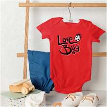 Love Bug Cute Ladybug Valentines Day Baby Bodysuit Jumper Girls - 紅色 - 查看 2