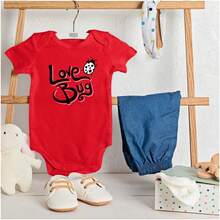 Love Bug Cute Ladybug Valentines Day Baby Bodysuit Jumper Girls - 紅色 - 查看 3