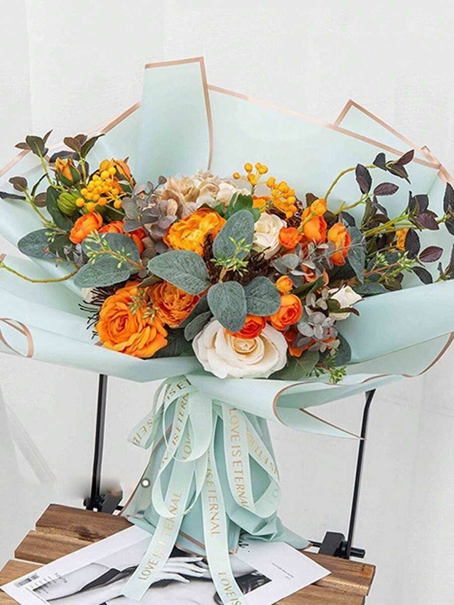 Elegant Dual-Sided Waterproof Wrapping Paper For DIY Gift Wrapping And Flower Bouquet Packaging, One Piece - Clearance Blue - View 1