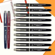 10 Metal Pens Engraved With Biblical Verses - Perfect For Biblical Research, Preaching Notes, And Faith-Based Writing - Black - View 10
