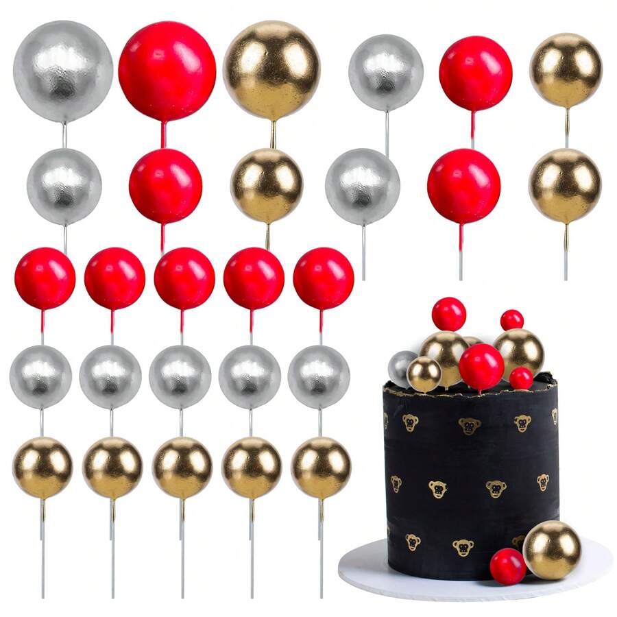 30 Piezas Toppers para Pastel de Bolas con Forma de Espuma en Color Azul Real para Decoración de Pasteles para Boda, Compromiso, Cumpleaños y Fiesta con Globos DIY