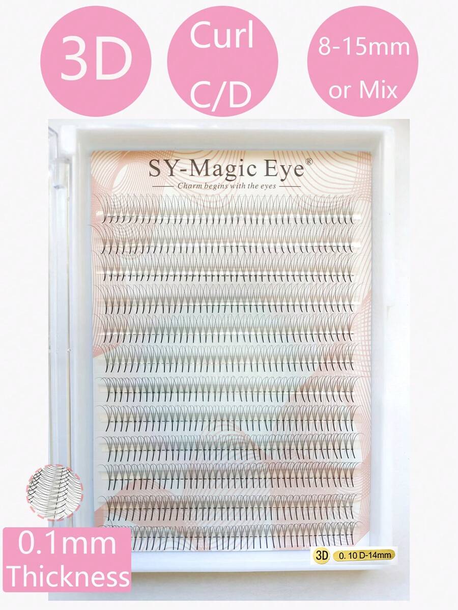480 Pcs Per Box,3D,Thickness 0.1mm,Sharp Narrow Stem Premade Fans Eyelash Extension,Natural & Soft,Party And Travel,Easy To Carry,Hand-Grafted False Eyelashes Lash Clusters,Eye Lash Clusters,Individual Eyelashes,Lashes,Fake Lashes